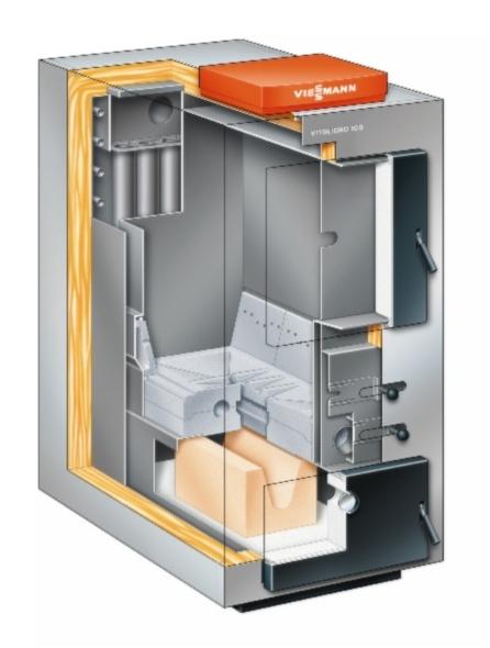 Chart 3 Vitoligno 100-S, VL1A Versione Europa occidentale Potenza: 18 kw Rendimento caldaia 88 % Taratura manuale dell aria primaria e secondaria su delle serrande.