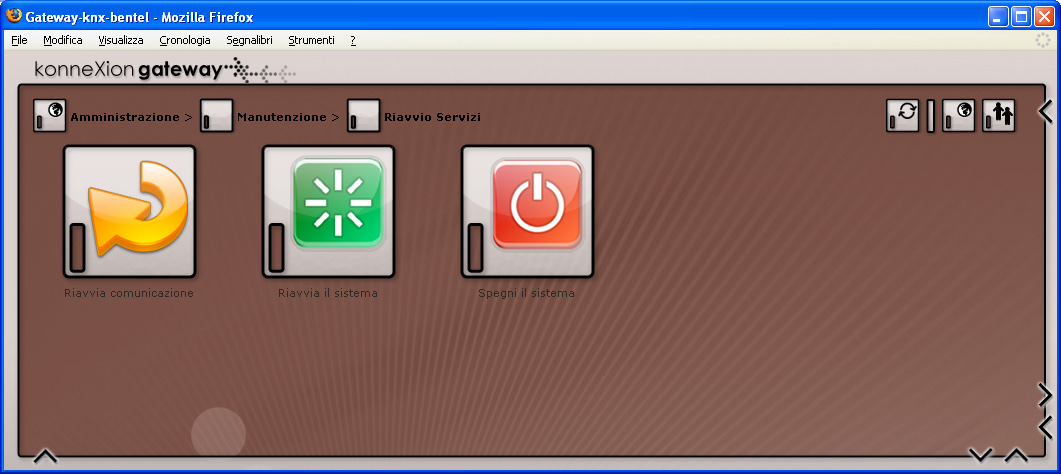 2 - SETUP DEL GATEWAY MANUTENZIONE 2 Questa sezione amministrativa permette di effettuare una serie di operazioni di diagnostica e manutenzione straordinaria del gateway.