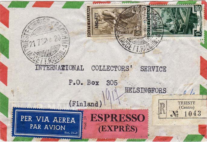 I servizi accessori per l estero posta aerea diretta verso i Paesi dell Europa La sovrattassa aerea per i Paesi dell Europa venne abolita a partire dal 1.09.1951. 31.05.
