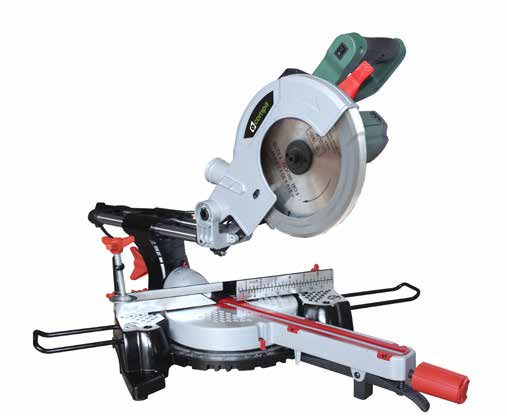 Mod. 210 Troncatrice radiali Radial Mitre saws Soft Grip Sacco raccogli segatura Sawdust collecting bag Squadretto sx scorrevole Prolunghe piano inferiore Lower working table Laser Standard Equipment