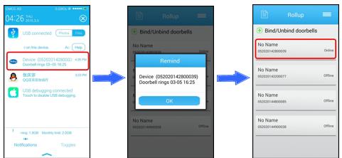 L utente ricevera una richiesta di legame, cliccare su Accept per risponderre alla richiesta. Rollup app mostrera il processo di legame.