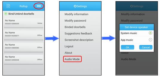 Pagina Rollup Pagina delle impostazioni Impostazioni modalita audio Pagina Rollup: Cliccare per accedere alle impostazioni.