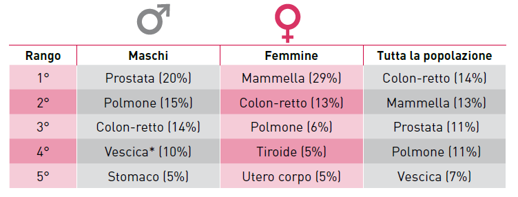 CARCINOMA VESCICALE IN ITALIA - 2014 Nuovi casi maschi : 20.900 (10,7% di tutti i casi incidenti) Nuovi casi femmine : 4.900 (2,9% di tutti i casi incidenti) Decessi maschi (2011): 6.