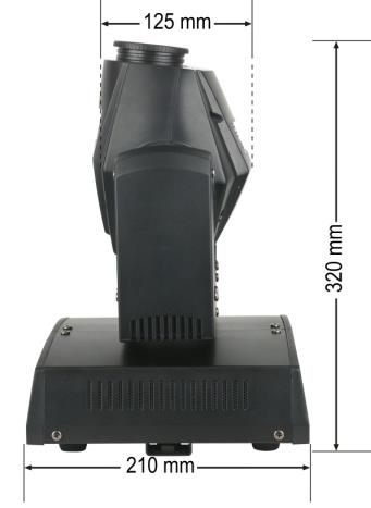 Specifiche tecniche del prodotto Modello: Showtec Phantom 25 LED Spot Tensione in ingresso: 100-240 VAC Potenza di picco 220 Watt; Potenza continua 120 Watt Fusibile: F2A / 250V Dimensioni: