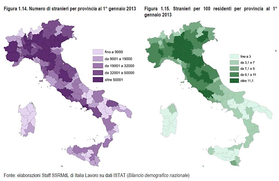 I maggiori addensamenti della popolazione straniera si registrano nelle grandi aree metropolitane del Centro-Nord.