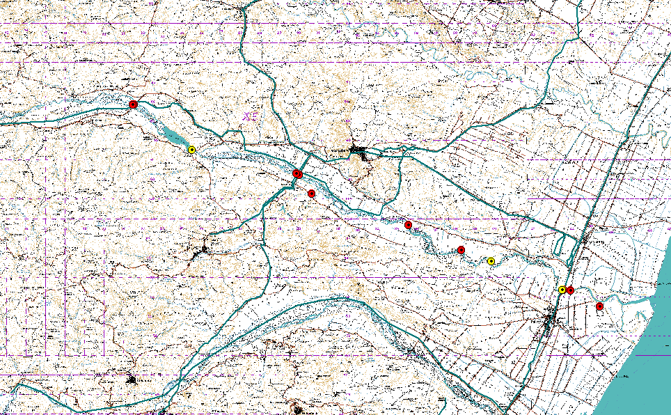 4), della lunghezza di circa 40 Km, comprende 12 sezioni di cui 3 individuate nella nuova campagna di rilievo. Figura 2.3: Sezioni tratto a valle della confluenza Agri-Sauro.