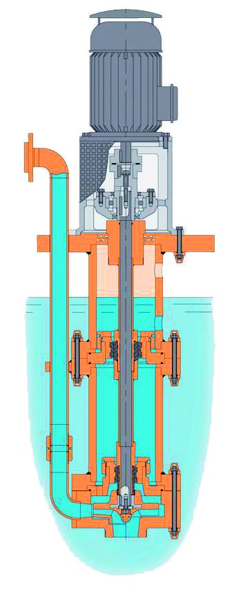 Pompe chimiche ad asse verticale serie TNP-KL Con cuscinetto di guida sull albero Lunghezza d asse fino a 000 mm, con prolunghe si aspirazione fino a 0 mm Le pompe TNP-KL sono progettate per