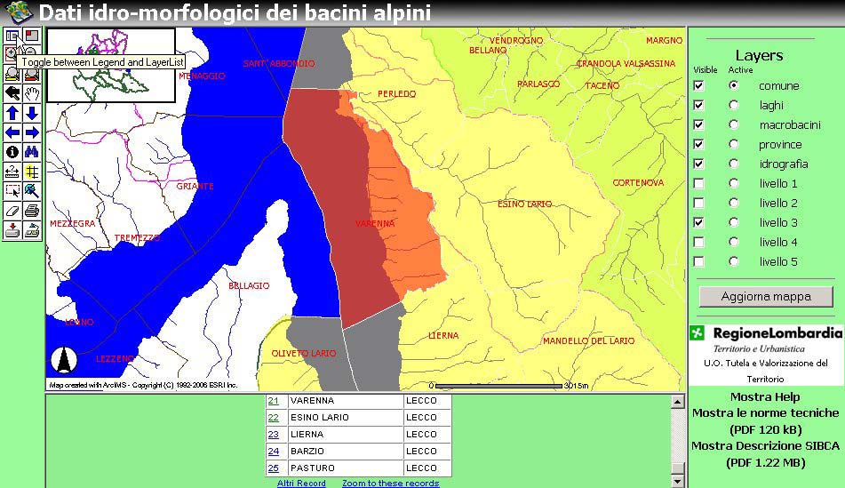 SIBCA Dati idro-morfologici