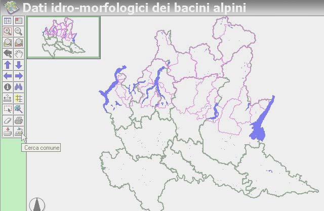 SIBCA sistema informativo Bacini e Corsi d Acqua Consente di avere un quadro dettagliato dei parametri idrogeologici di un bacino Esegue analisi di rischio nelle aree alpine