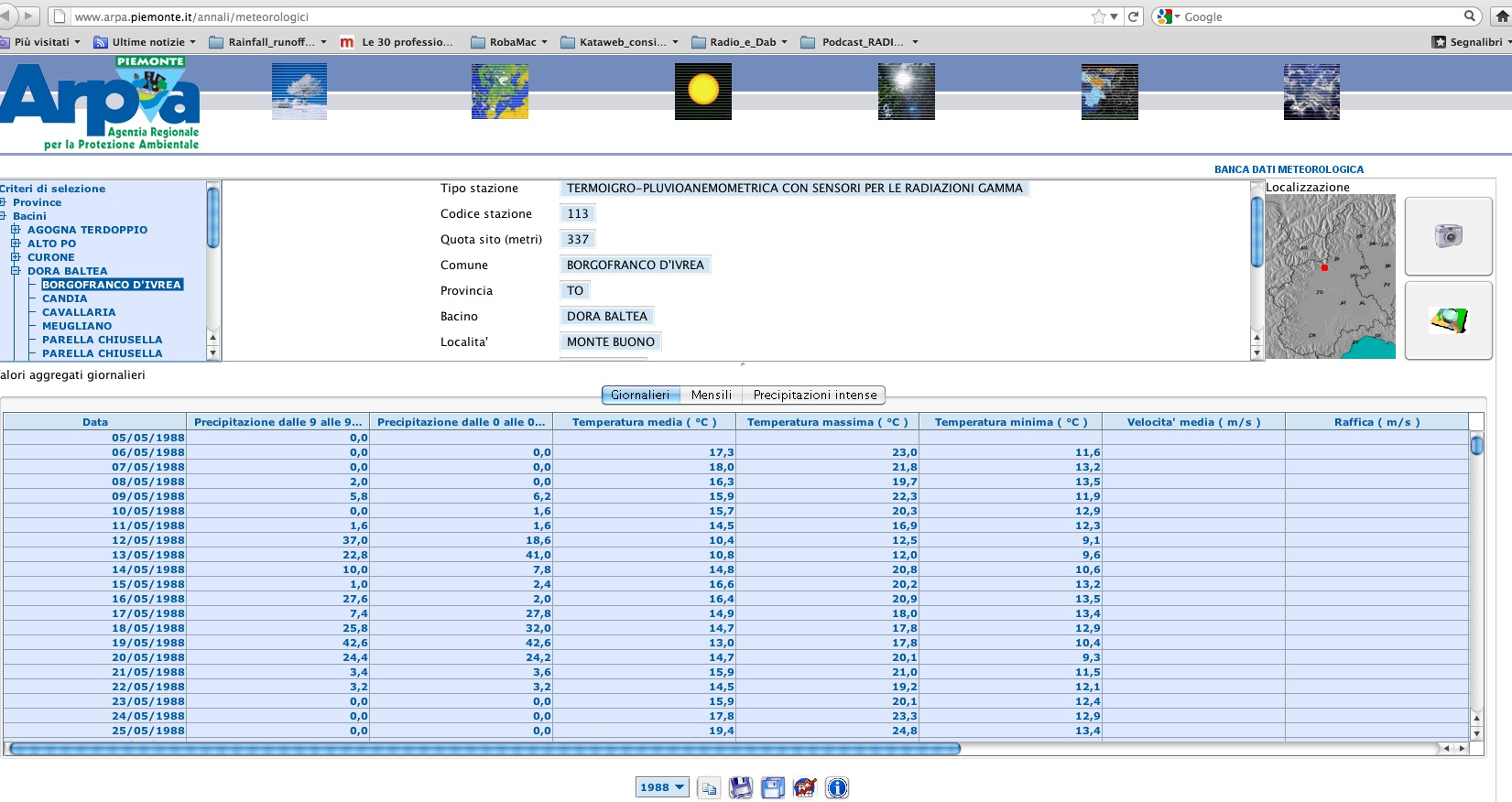 Dati recenti (dopo il 987) www.arpa.piemonte.