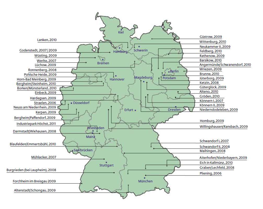 Diffusione geografica degli impianti di biometano in Germania