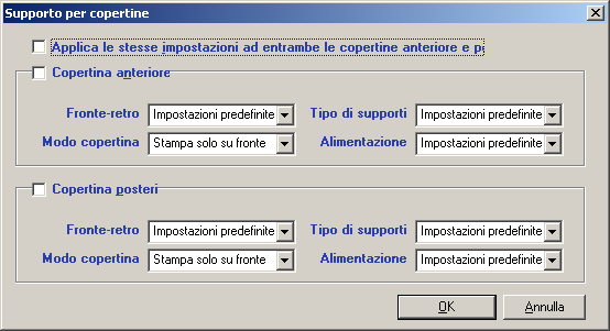 COMMAND WORKSTATION, WINDOWS EDITION 25 PER DEFINIRE LE IMPOSTAZIONI PER I SUPPORTI DELLE COPERTINE 1 Nella finestra di dialogo Supporti misti, fare clic su Definisci copertina.