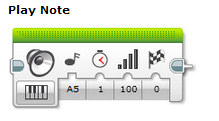 SOUND Inputs used: Note, Duration,Volume, Play Type Emette una nota musicale.