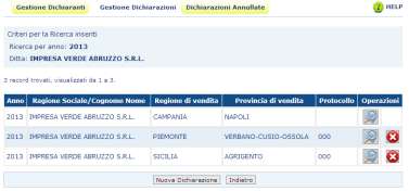 GESTIONE DICHIARAZIONI Validazione/ Stampa/Annullamento Il Pulsante Validazione Permette di validare la dichiarazione e di attivare l attribuzione automatica del numero di protocollo 2.