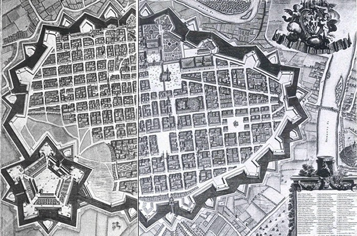 Torino secondo il "Theatrum Sabaudiae", edito da Carlo Borgonio nel 1682.