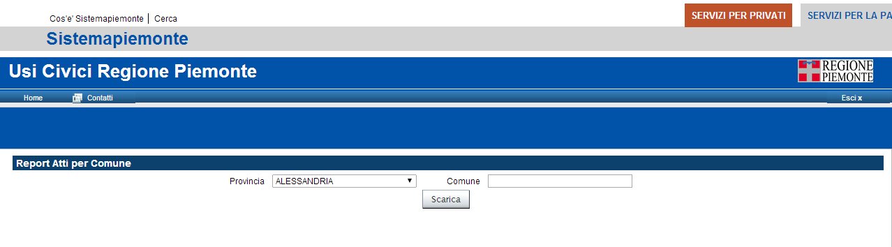 Export Atti per comune 8 Estrarre un report degli Atti cancellati La funzionalità Estrazione Atti cancellati è disponibile solo per i funzionari dell ufficio regionale Usi Civici ed è attivabile