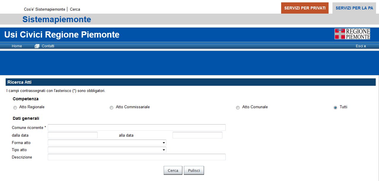 4 Ricercare un Atto La funzionalità Ricerca Atto è attivabile dalla home page del servizio.