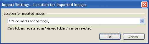 Uso di Picture Motion Browser (in dotazione) Modifica della Folder to be imported Per modificare la Folder to be imported, accedere alla schermata Import Settings.
