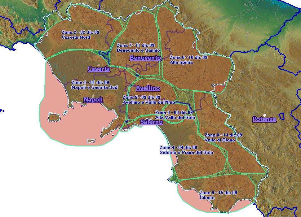 Le Aree Tecniche del 2009 Campania Numero emittenti: 80 Numero