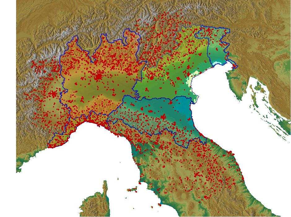 Le Aree Tecniche del 2010 Lombardia + Parma e Piacenza Piemonte orientale Più di 3000 impianti Friuli-Venezia