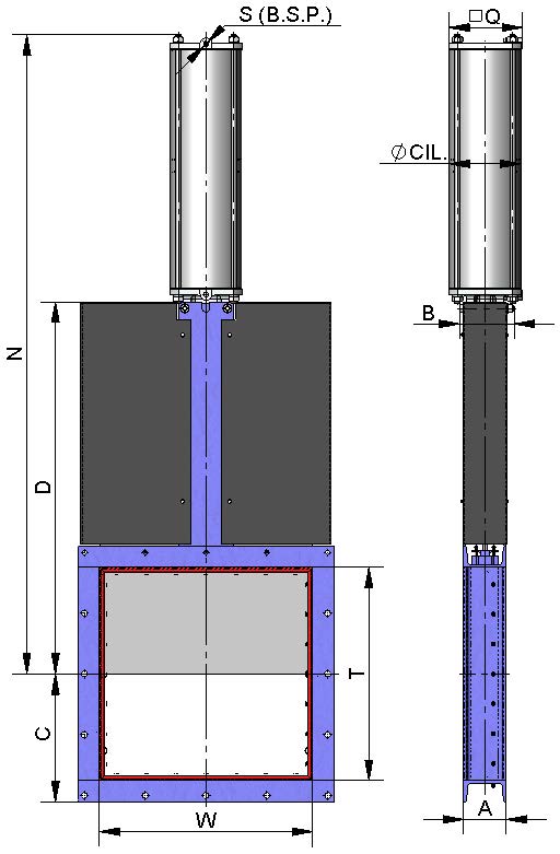 CILINDRO PNEUMATICO, DOPPIO EFFETTO La pressione di alimentazione di aria al cilindro è minimo 6 kg/cm 2 e massimo 10 kg/cm 2, l'aria deve essere asciutta e lubrificata. fig.