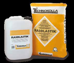 impermeabilizzanti rasolastik Rasante cementizio bicomponente elastico, impermeabilizzante, per piscine, terrazze e balconi prima della posa di ceramica. Comp. A: polvere grigia. Comp. B: liquido bianco.