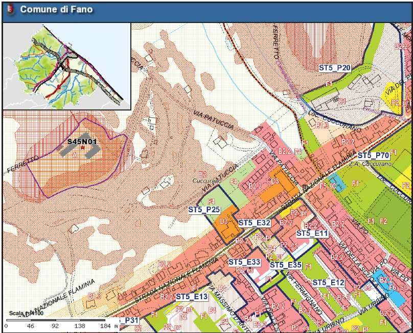 3. VINCOLI ESISTENTI L area di interesse è ubicata in località Cuccurano. Il P.R.G.