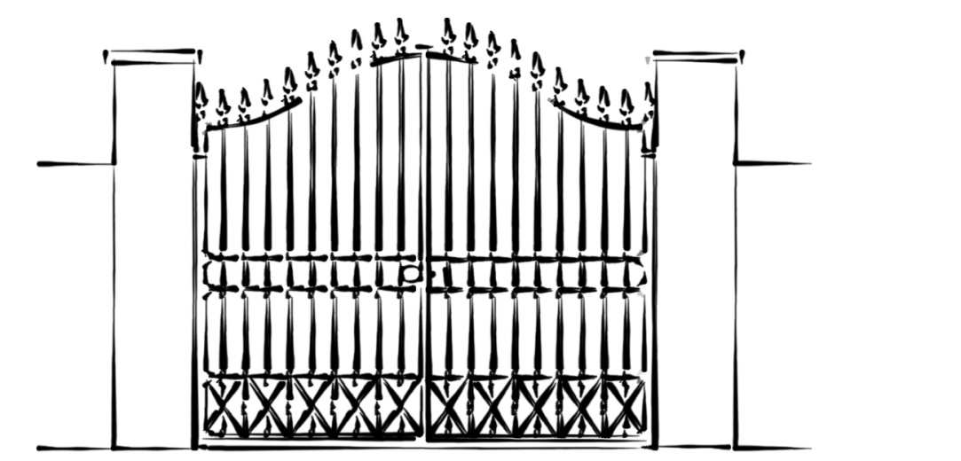 In corrispondenza degli accessi carrai ai cortili interni sono presenti portoni in legno, oppure cancelli metallici.