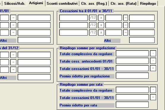 Calcolo premio : Inserire o modificare i tassi nella seconda pagina (attenzione a non dimenticare il tasso per la rata di acconto) e modificare eventualmente le retribuzioni per il calcolo della rata