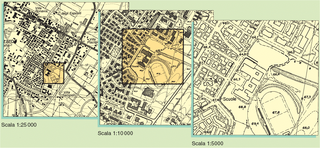 IL RUOLO DELLA SCALA Nei punti di dettaglio (al contrario dei punti di inquadramento) la precisione dipende dagli aspetti grafici (errore di graficismo ¼ mm), quindi è direttamente condizionata dalla