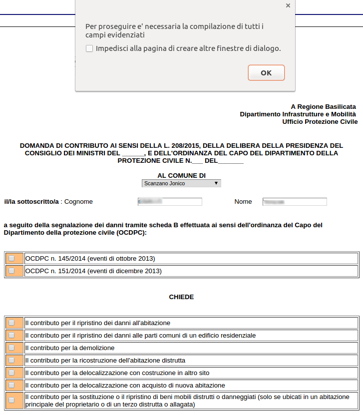 INOLTRO CANDIDATURA Terminata la compilazione dell istanza telematica si può procedere alla generazione della stessa cliccando sulla voce di menu Inoltro Candidatura.