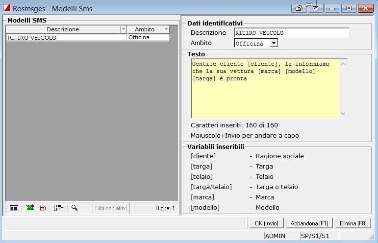 I modelli Configurazione Modello di testo con tag variabili