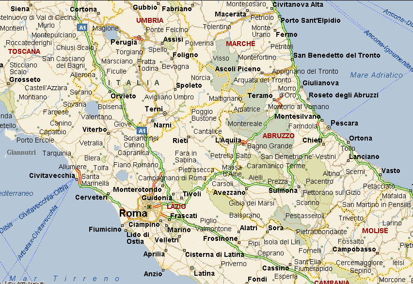 A1 Milano - Napoli tratti Chiusi - Orvieto e All. A24 - Ceprano M. San Savino AdS Montepulciano Chiusi - Orvieto Orte Attigliano dir. Nord A/1 Dir.