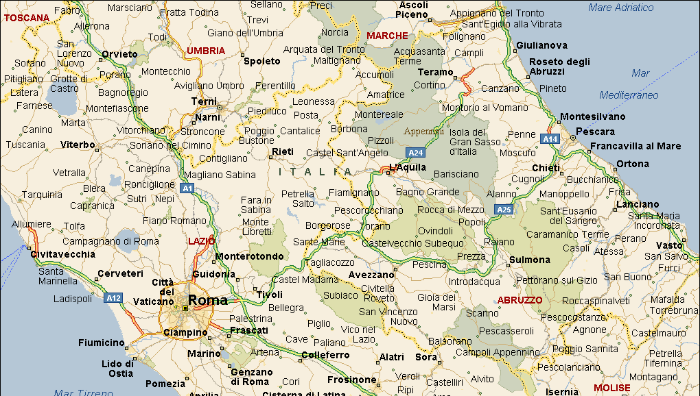 A24 Roma -Teramo tratto Tivoli - Teramo A25 Roma - Pescara tratto Torano - Chieti Piazzale Barriera Teramo (Reindirizzamento verso Teramo SS 80) Tivoli Svincolo Teramo Città Villanova Chieti Castel