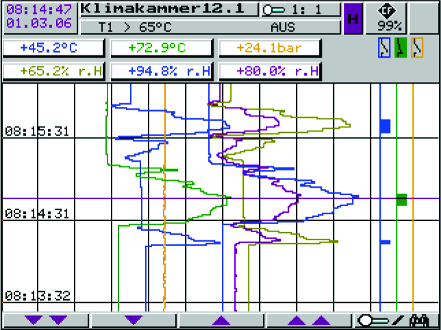 Tipi di rappresentazione sullo strumento Menù principale Visualizzazione Visualizzazione - Visualizzazione - Parametrizzazione - Lista eventi - CF card manager - Info strumento - Ingressi analogici e