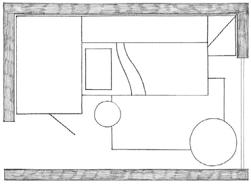 room 09 370 260 scala scale 1:50 system 18: cabina Cabì con ingresso laterale, interno Palù e maniglia Fefè.