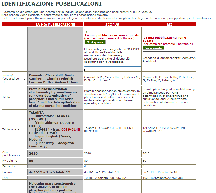 se c è corrispondenza cliccare