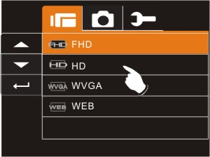 6 Modalità Menu Quando viene visualizzata una schermata del menu, il pulsante MENU viene utilizzato per spostarsi fra le voci evidenziate nel sottomenu o per selezionare una voce del menu. 6.