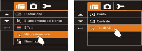 6.1.4 Misurazione luce Questa funzione consente di selezionare l area del soggetto o il fotogramma in base al quale la videocamera misura la luce per registrare filmati. 1.