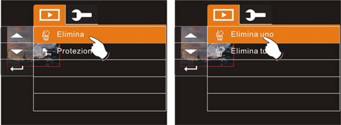 6.2 Menu di Riproduzione di filmati/tracce audio 6.2.1 Elimina Questa funzione consente di cancellare i file indesiderati. 1.