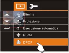 6.4.5 DPOF Il DPOF consente di selezionare per la stampa le immagini sulla scheda di memoria e di specificare il numero di copie da stampare tramite la videocamera. 1.