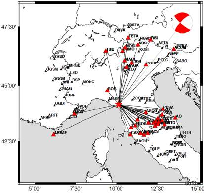 Localizzazione di un terremoto Epicentro e meccanismo focale del terremoto del 21 giugno 213,