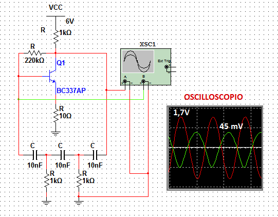 . Oscillatore a sfasamento Schema di un generico oscillatore a sfasamento L oscillatore a sfasamento è costituito da: un amplificatore invertente ( ).