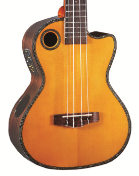 UB-2N Ukulele Baritono, fasce,fondo e top in abete rosso, segnatasti in abalone naturale, finitura lucida EUB-2N Ukulele Baritono, fasce,fondo e top in abete rosso, preamplificatore equalizzato 300T