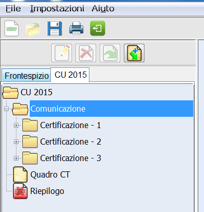 ATTENZIONE! Non è possibile Eliminare l intera cartella Comunicazione, che al suo interno contiene le singole Certificazioni. Selezionando tale cartella infatti, il tasto Elimina risulta disabilitato.