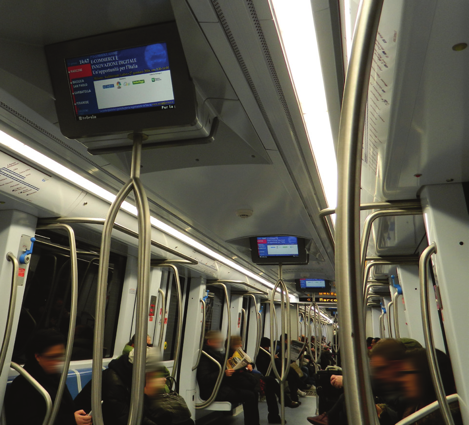 latvdella metropolitana è la Tv che trasmette in esclusiva nelle linee metropolitane di Milano, Roma e Brescia, attraverso schermi di grande formato, posizionati nelle banchine di attesa dei treni e,