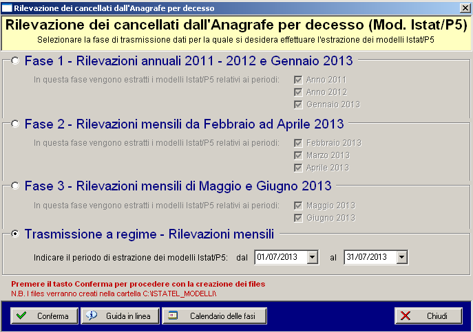 Funzioni da versioni precedenti: Trasmissione modelli ISTAT/P5 In seguito alla circolare ISTAT n.