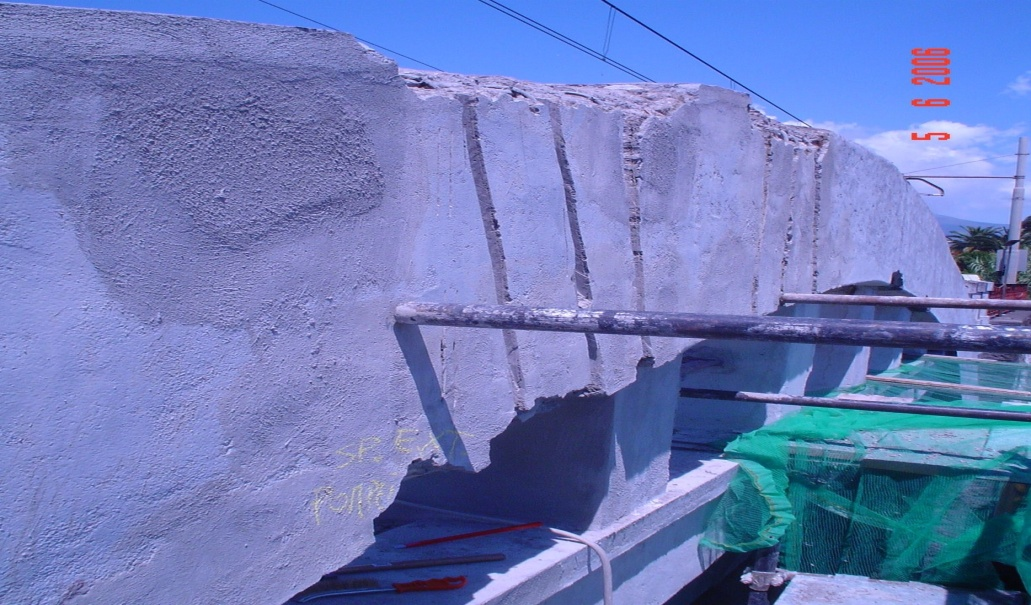 Misure in situ: Mappatura dei Potenziali Trave ad arco Particolare di trave ad arco lato est esterno su strada.