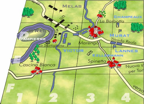 Marengo: la storia Alle 8.00 l imperiale e regio esercito austriaco, proveniente da Alessandria, attraversa i due ponti sulla Bormida.