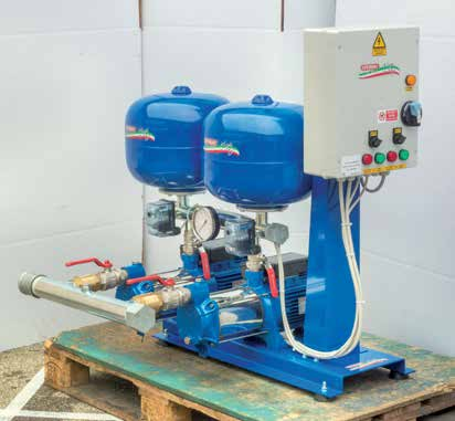 RSM GRUPPI CON 2 POMPE CENTRIFUGE MULTIGIRANTI PRESSURE SYSTEM WIT 2 MULTI IMPELLER CENTRIFUGAL PUMPS Gruppo di pressione con 2 pompe centrifughe multiranti completo di basamento con antivibranti,